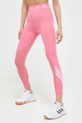 adidas Performance legginsy treningowe Techfit 3-Stripes kolor różowy z nadrukiem
