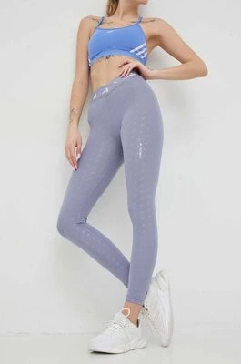 adidas Performance legginsy treningowe Techfit Brand Love damskie kolor fioletowy wzorzyste