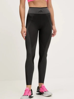 adidas Performance legginsy treningowe WORKOUT ESSENTIALS damskie kolor czarny wzorzyste JE8021