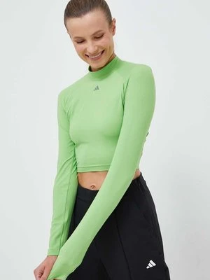 adidas Performance longsleeve treningowy HIIT kolor zielony z półgolfem