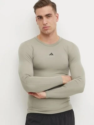 adidas Performance longsleeve treningowy Techfit kolor szary gładki JE6704