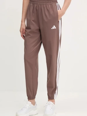 adidas Performance spodnie treningowe Train Essentials damskie kolor brązowy wzorzyste JY2168