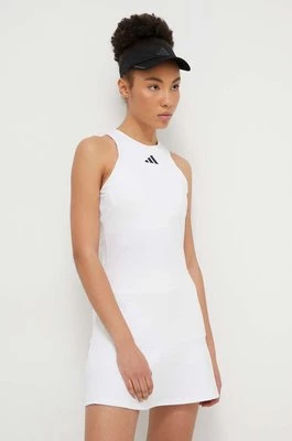 adidas Performance sukienka sportowa kolor biały mini prosta IS7233