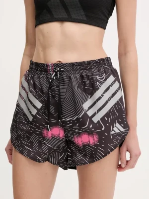 adidas Performance szorty do biegania kolor czarny wzorzyste high waist JC7389