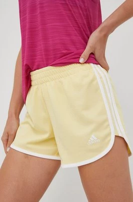 adidas Performance szorty do biegania Marathon 20 damskie kolor żółty z aplikacją medium waist