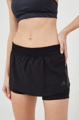 adidas Performance szorty do biegania run icons damskie kolor czarny z nadrukiem medium waist