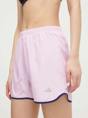 adidas Performance szorty do biegania Run It kolor różowy z nadrukiem high waist IN0122