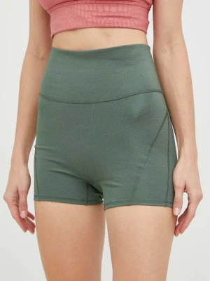 adidas Performance szorty do jogi Studio Lux Fire damskie kolor zielony gładkie high waist