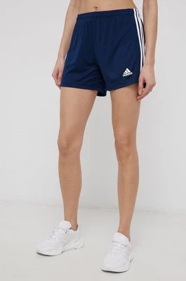 adidas Performance szorty sportowe GN5779 damskie kolor granatowy gładkie medium waist
