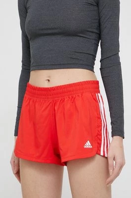 adidas Performance szorty sportowe HD9588 damskie kolor czerwony gładkie high waist