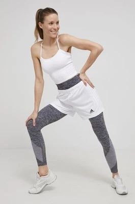 adidas Performance szorty treningowe GN5782 damskie kolor biały gładkie medium waist