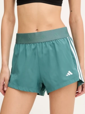 adidas Performance szorty treningowe HYGLM damskie kolor zielony z nadrukiem high waist JX7388