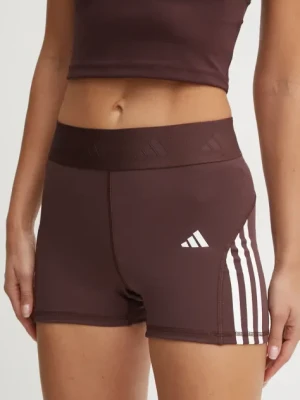adidas Performance szorty treningowe Hyperglam kolor brązowy z aplikacją high waist IX3219