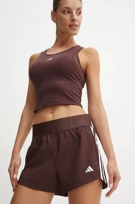 adidas Performance szorty treningowe Hyperglam kolor brązowy z aplikacją high waist IX3224