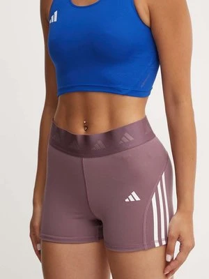 adidas Performance szorty treningowe Hyperglam kolor fioletowy z nadrukiem medium waist IX3211