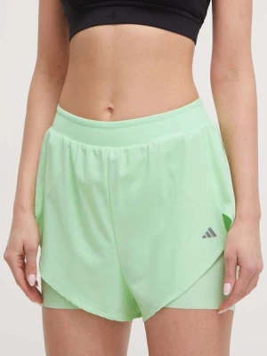 adidas Performance szorty treningowe kolor zielony gładkie high waist IU1141