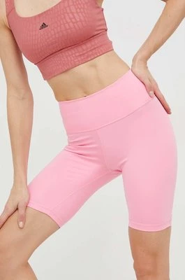 adidas Performance szorty treningowe Optime damskie kolor różowy gładkie high waist
