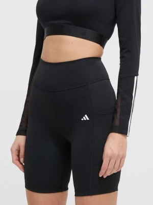 adidas Performance szorty treningowe Optime kolor czarny gładkie high waist IQ2686