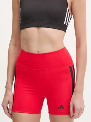 adidas Performance szorty treningowe Optime kolor czerwony z nadrukiem high waist JN4583