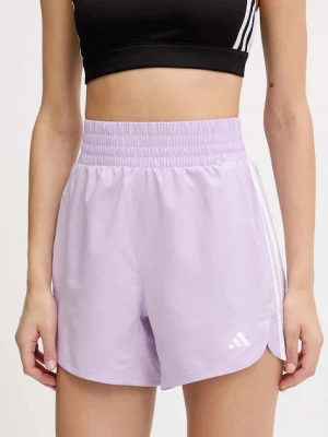 adidas Performance szorty treningowe Pacer damskie kolor fioletowy gładkie high waist JX4852