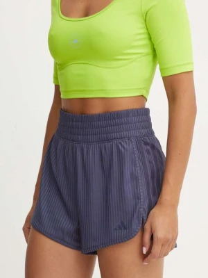 adidas Performance szorty treningowe Pacer kolor granatowy gładkie high waist IK5457