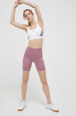 adidas Performance szorty treningowe Training Essentials kolor różowy gładkie high waist