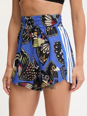 adidas Performance szorty treningowe x Farm Rio damskie kolor niebieski wzorzyste high waist JL7006