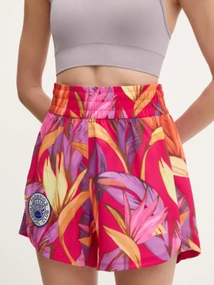 adidas Performance szorty treningowe x Farm Rio kolor różowy wzorzyste high waist JD6279