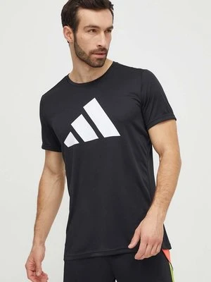 adidas Performance t-shirt do biegania Run It kolor czarny z nadrukiem IL7235