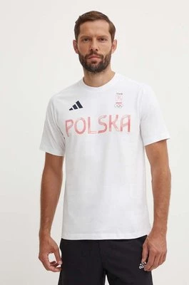 adidas Performance t-shirt Poland męski kolor biały z nadrukiem JF6672