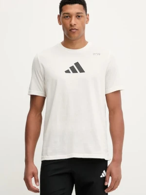 adidas Performance t-shirt treningowy Category Training Graphic męski kolor beżowy wzorzysty JM8976