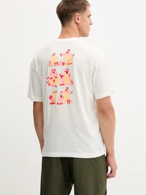 adidas Performance t-shirt treningowy GFX męski kolor beżowy z nadrukiem KC5862