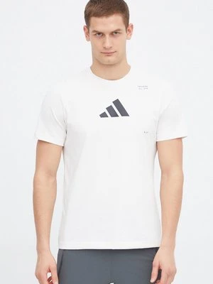 adidas Performance t-shirt treningowy kolor beżowy z nadrukiem IS2363