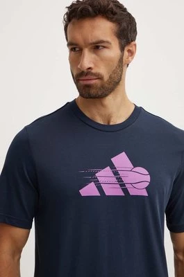 adidas Performance t-shirt treningowy kolor granatowy z nadrukiem IW0150