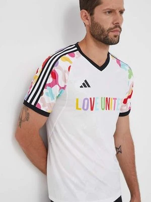 adidas Performance t-shirt treningowy Pride Tiro kolor biały wzorzysty