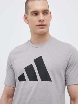 adidas Performance t-shirt treningowy Train Essentials Feelready Logo kolor szary z nadrukiem IB8276