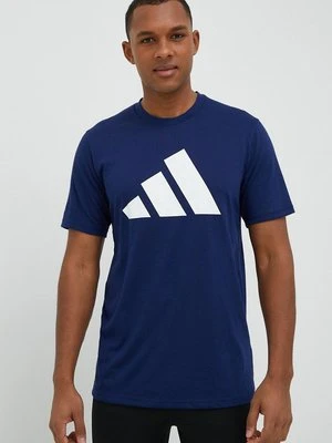 adidas Performance t-shirt treningowy Training Essentials kolor granatowy z nadrukiem