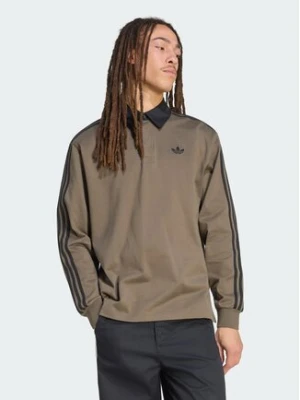 adidas Bluza 3-Stripes Rugby Longsleeve Polo KE4113 Khaki Regular Fit