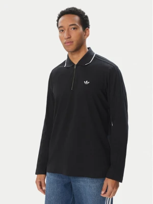 adidas Polo 3 Stripes Engineered Rib Long Sleeve Polo KE4133 Czarny Regular Fit