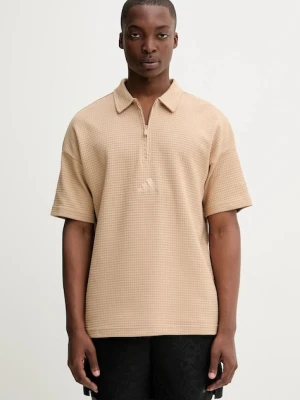 adidas polo bawełniane All SZN męski kolor beżowy z aplikacją JL6546