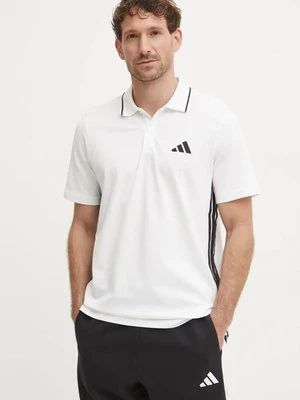 adidas polo bawełniane Essentials kolor beżowy z nadrukiem JE6383