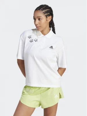adidas Polo Scribble Embroidery IA3160 Biały Loose Fit