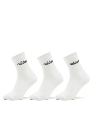 adidas Skarpety wysokie unisex Linear Crew Cushioned Socks 3 Pairs HT3455 Biały