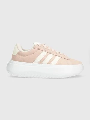 adidas sneakersy zamszowe GRAND COURT kolor różowy IE1104 IE1104