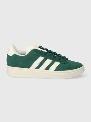 adidas sneakersy zamszowe GRAND COURT kolor zielony IE1451