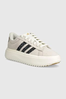 adidas sneakersy zamszowe Grand Court Platform kolor beżowy IE3620