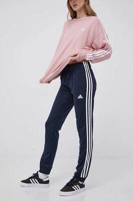 adidas spodnie damskie kolor granatowy z aplikacją