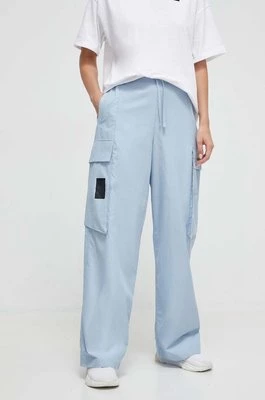 adidas spodnie damskie kolor niebieski szerokie high waist