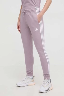 adidas spodnie dresowe bawełniane kolor fioletowy wzorzyste