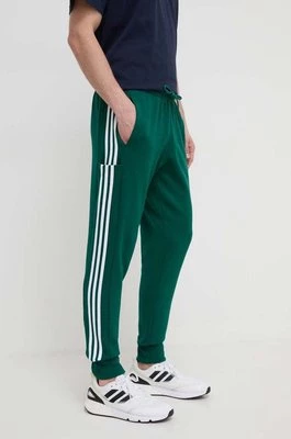adidas spodnie dresowe bawełniane kolor zielony z aplikacją IS1392